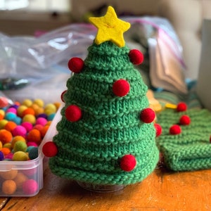 Hand knit Christmas tree hat / made to order for babies kids adults image 5