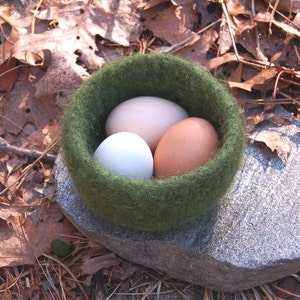 petite felted wool bowl moss green image 3