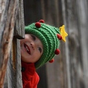 Hand knit Christmas tree hat / made to order for babies kids adults image 3