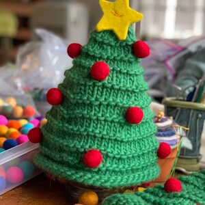 Hand knit Christmas tree hat / made to order for babies kids adults image 4
