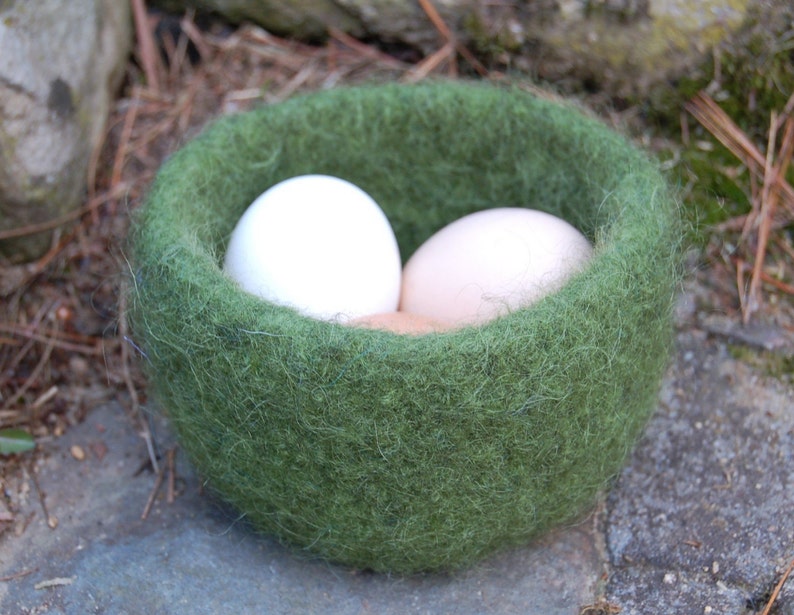 petite felted wool bowl moss green image 5