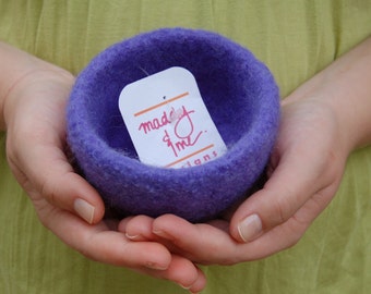 petite felted bowl purple periwinkle phlox