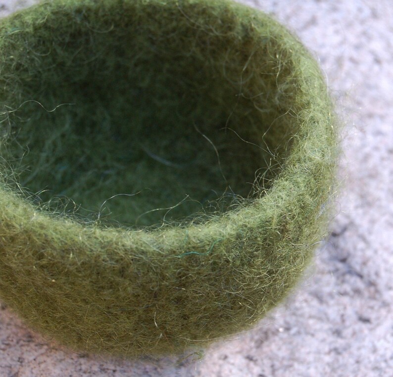 petite felted wool bowl moss green image 2