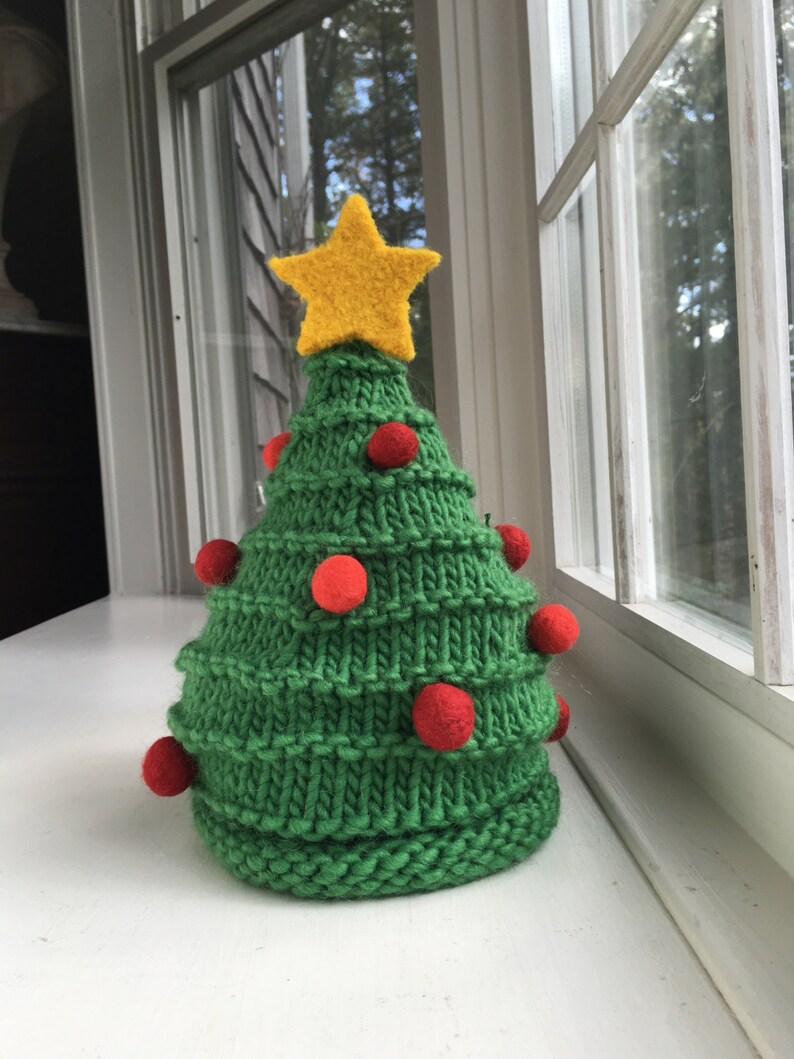 Hand knit Christmas tree hat / made to order for babies kids adults image 8