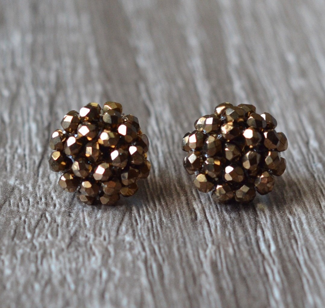 Bronze stud earrings bronze earrings bronze studs metal Etsy