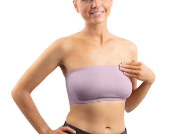 Strapless Bralette Bandeau - Tube Top - Seamless Comfortable Stretchy Non-Padded Strapless Bra Lavender, Iris, Purple For Teens