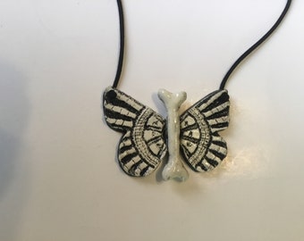 Ceramic Butterfly Bone Necklace