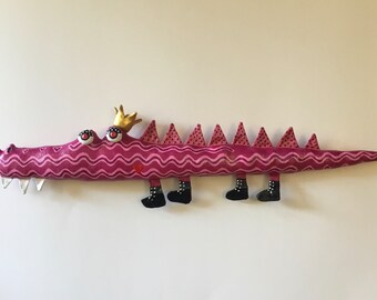 One Soft Sculpture Pink Alligator