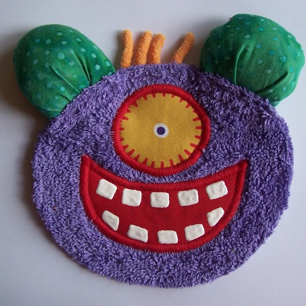 Teal Ear Purple Smiley Patch