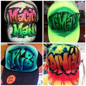 Airbrushed Snap back Trucker cap adjustable baseball hat air brush brushed graffiti style street