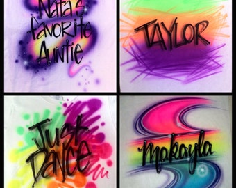 Airbrushed airbrush custom beach t shirt t-shirt neon colors add name change colors air brush
