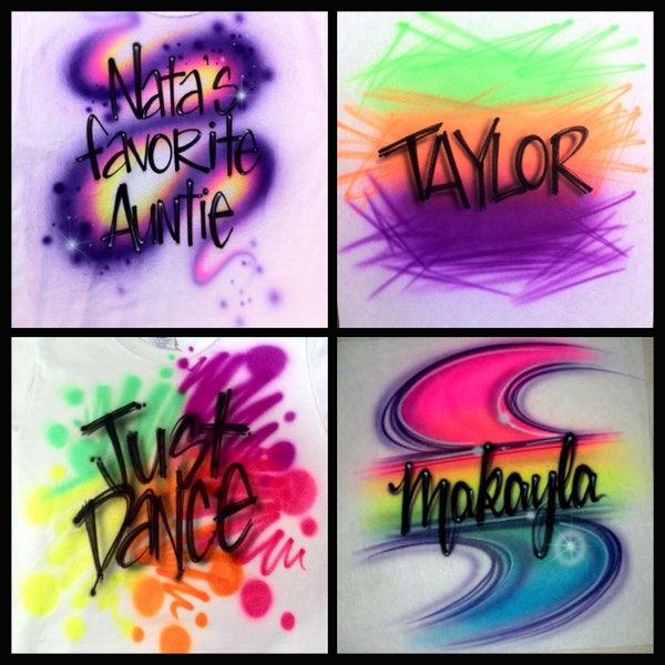 Airbrushed airbrush custom beach t shirt t-shirt neon colors add name change colors air brush