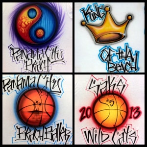 Airbrushed airbrush custom t shirt t-shirt hip hop style graffiti basketball b ball baller yin yang crown art air brush