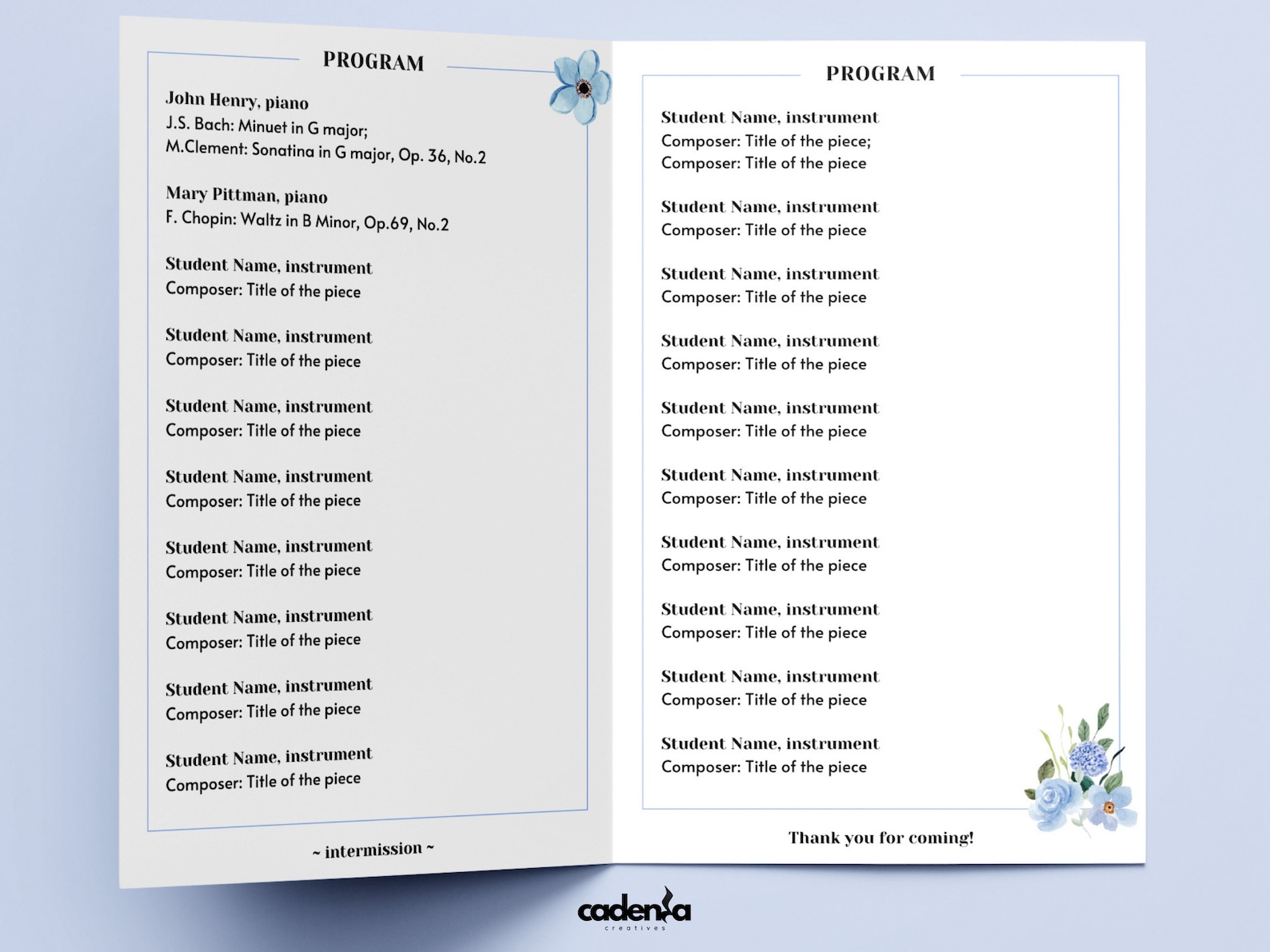 Piano Recital Templates Canva | Editable Concert Program Template ...