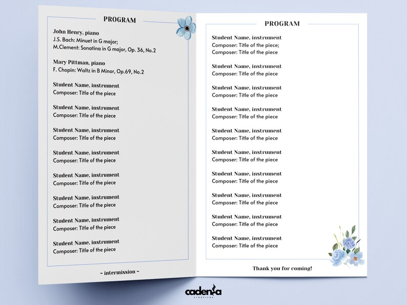 Composer Program Notes Piano Recital Templates Canva | Editable Concert Program Template ...