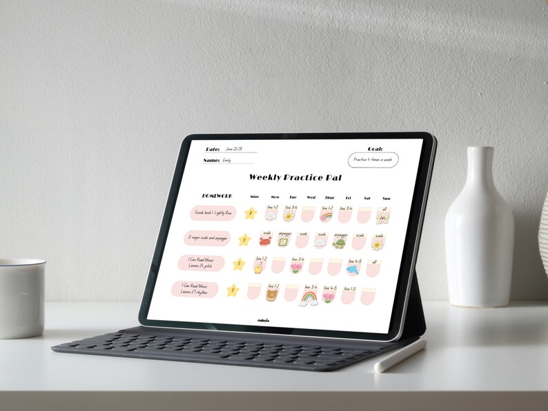 Printable Weekly Practice Chart Reward Sticker Practice Log Music ...