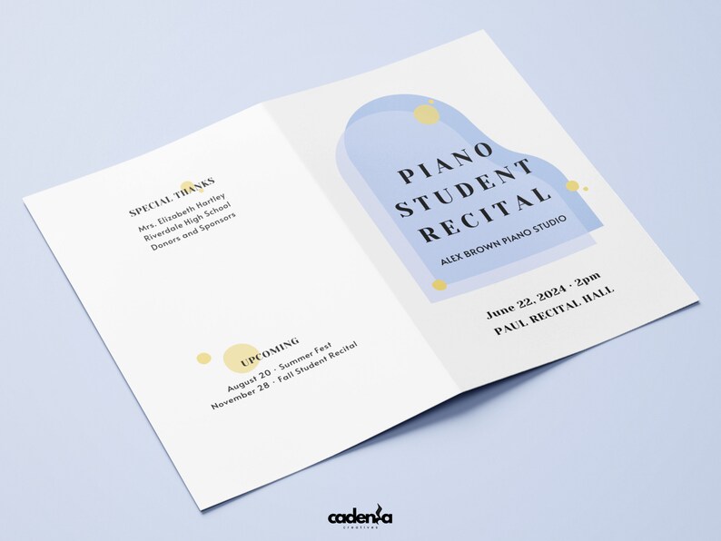Piano Program Graphics Piano Recital Templates Canva | Editable Concert Program Template ...