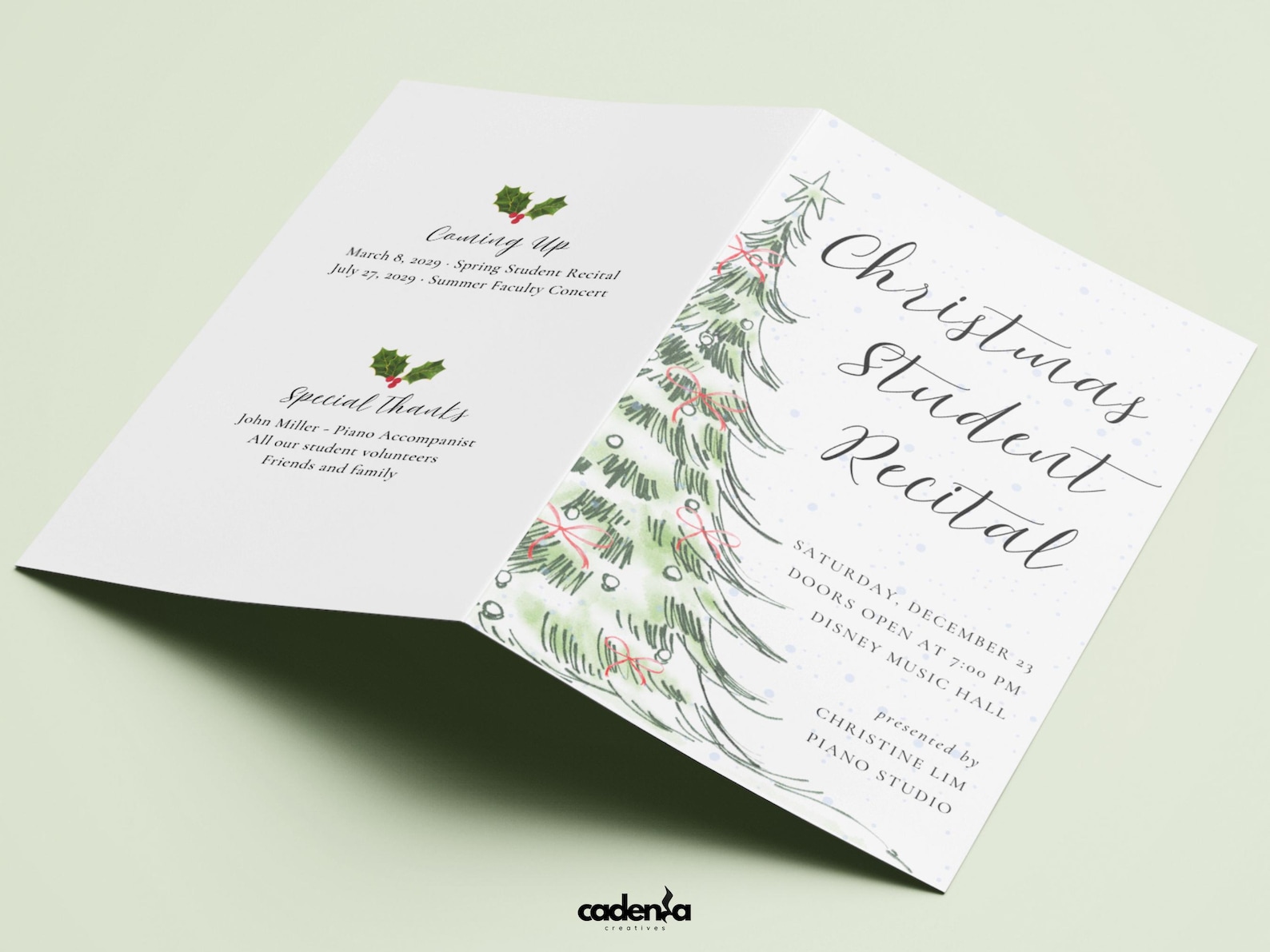 Festive Holiday Music Recital Program | Christmas Concert Template ...