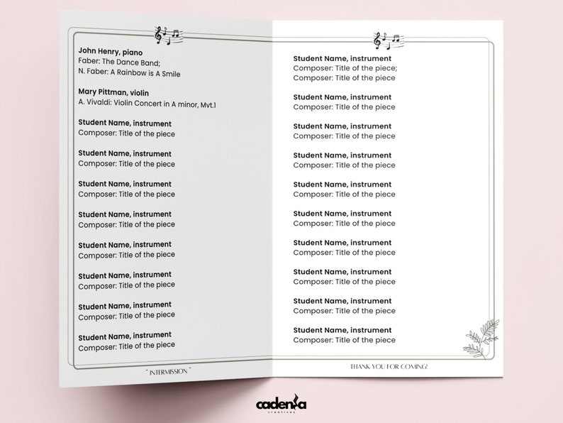 Editable Spring Student Recital Templates | Music Recital Program ...