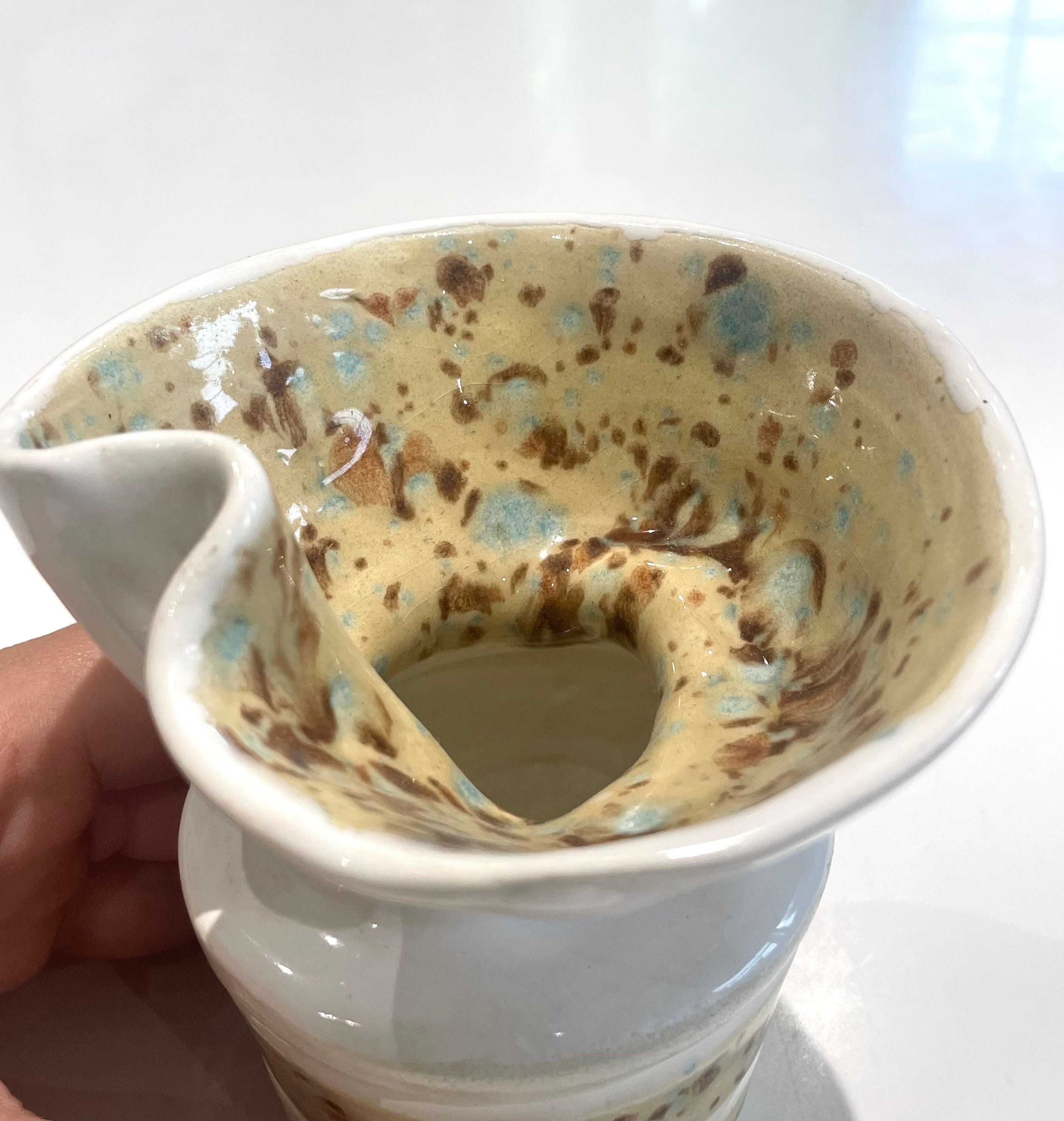 手作り陶器 花瓶 ブラウン ホワイト 並行輸入品】GeLive ワビサビ セラミック花瓶 白 素朴な花瓶 景徳鎮