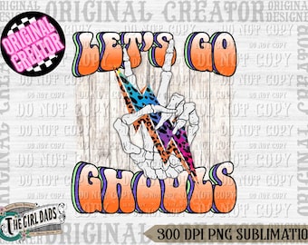 Halloween-png, Let's Go Ghouls png, schattige geesten Halloween-ontwerp, retro roze Halloween png, spookachtig, Halloween-sublimatieontwerpen