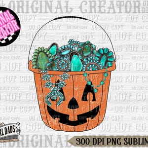 Cowgirl Turquoise Pumpkin Bucket Png, Howdy Pumpkin Png, Western Halloween Png, Western Png, Pumpkin Png, Howdy Pumpkin, Western Pumpkin Png