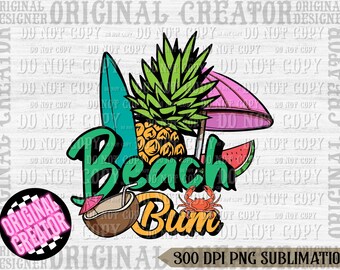 Beach Bum PNG, Retro Sublimations, Palm Tree Png, sublimation Png, Wave PNG, Sublimation design, T-shirt design Png, Wave Beach Bum Png