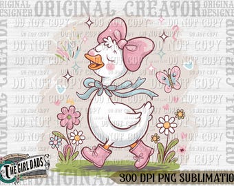 Pink Coquette Goose Png,  Mother's Day Png, Spring Floral Goose, Girly PNG, Coquette Bow, Girl Goose, Floral Mama Goose Png, Mama Goose Png