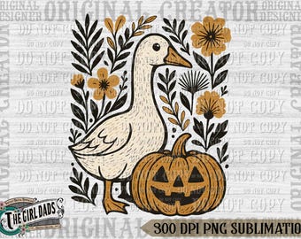 goose halloween fall png, Halloween Silly Goose floral boho, Halloween Goose Sublimation Design, Funny goose Halloween png, funny fall png