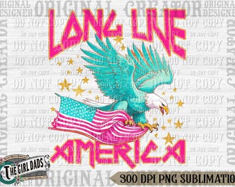 Es lebe Amerika PNG, 4. Juli Sublimationsdesign, Unabhängigkeitstag Shirt Design, Adler Pink USA Flagge Png, trendiger 4. Juli Png