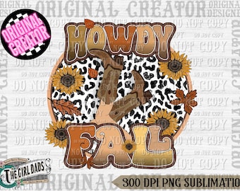 Howdy Fall Png, Howdy Fall png, fall png, western fall, western pumpkin, fall sublimation, western sublimation, Fall png, Sublimation Png