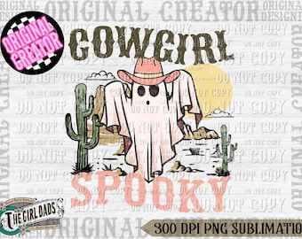 Cowgirl Spooky Png, Spooky Season, Spooky Ghost, Western Halloween, Spooky Png, Fall Png, Halloween Hippie, Howdy Pumpkin, western, cowboy