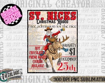 Poster di Natale Rodeo png, Natale Western png, Natale png, Natale Country png, Sublimazione, Cowboy Christmas, Cowboy Santa png