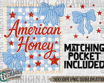 American Honey Coquette Png, Preppy 4th of July PNG, Girly Memorial Day Png, Vintage USA Png, Independence Day png, Land of the Free