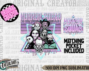 Horror Squad PNG,  Pocket Set - Horror movie Halloween Scream Jason Spooky Shirt Design PNG, Halloween png, Halloween, Sublimation design