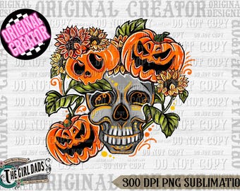 Halloween png, Halloween skull png, Pumpkin png, Skull png, Halloween Sublimation Design, Spooky Squad Png, Skeleton Design, Spooky Season