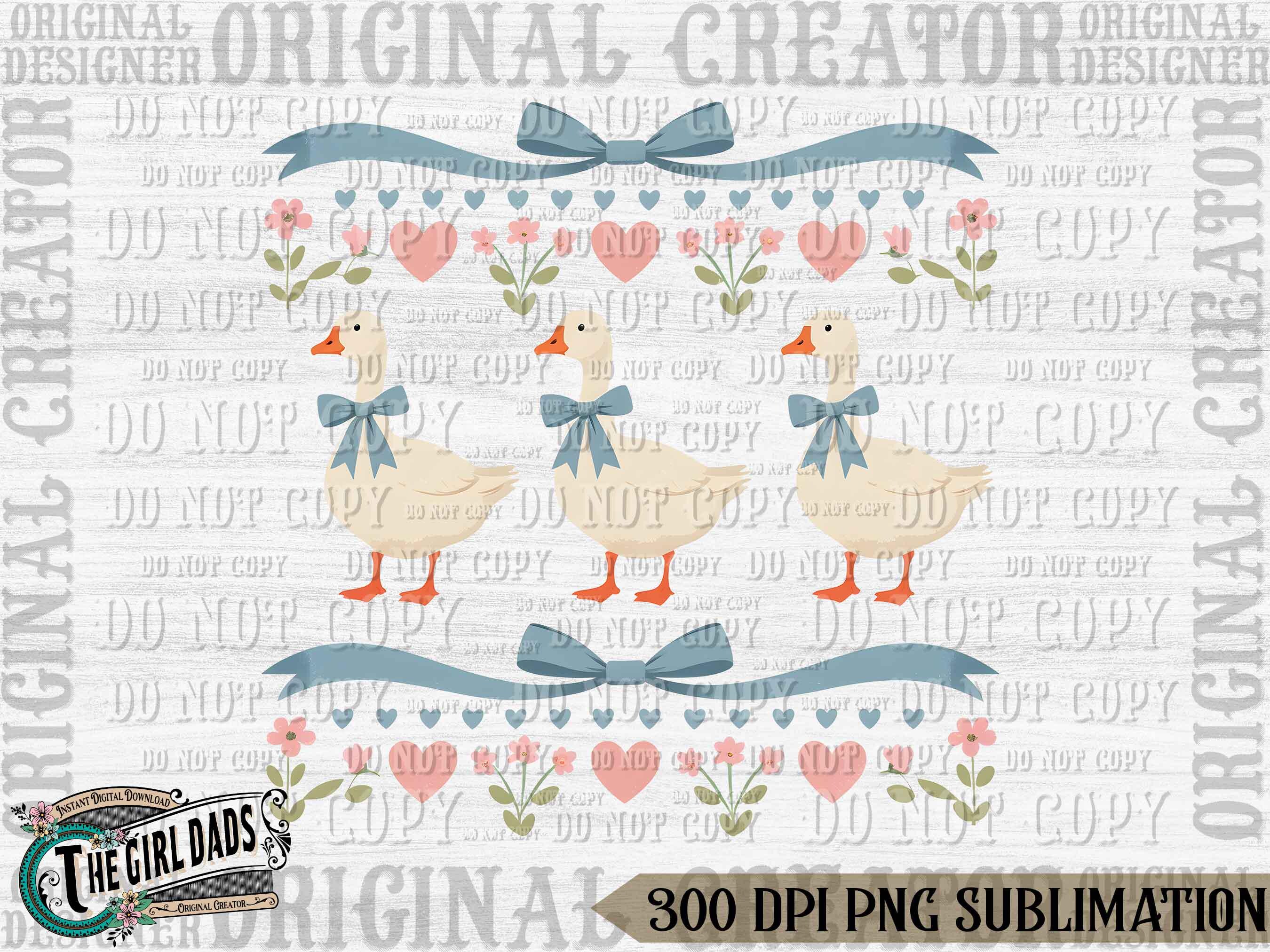 Vintage Blue Ribbon Goose Png, Retro Goose Sublimation, Cute 1980s ...