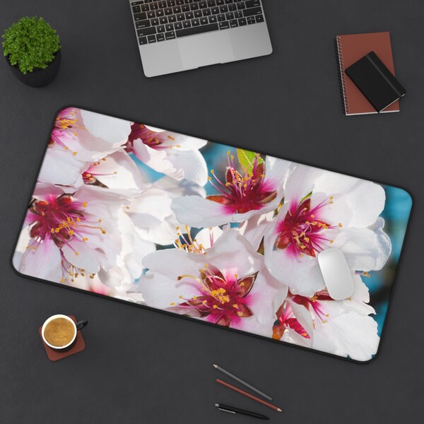 Pastel Flowers Deskmat Lofi Mousepad Cute Flower Desk Mat Large L XL Aesthetic Design Pastel Mouse Pad Wrist Rest  Kawaii Desk Decor