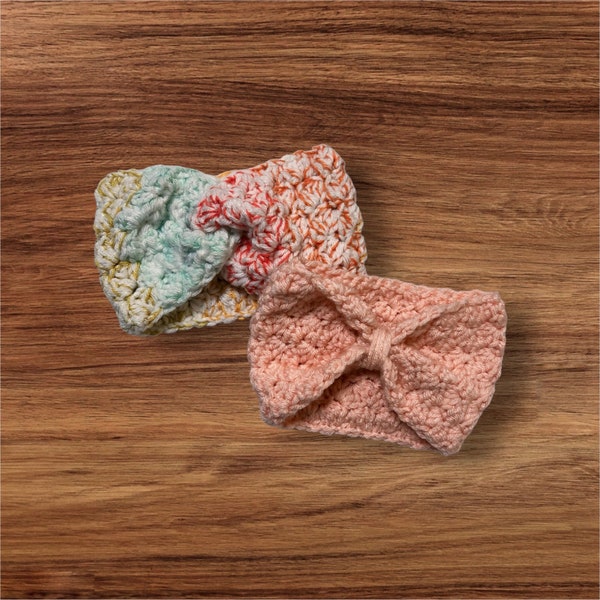 Kids Ear Warmer, Crochet Bow Headwrap, Bow Headband, Knit Girls Ear Warmer, Big Bow Ear Warmer, Child, Toddler, Baby, Earmuff, MADEORDER