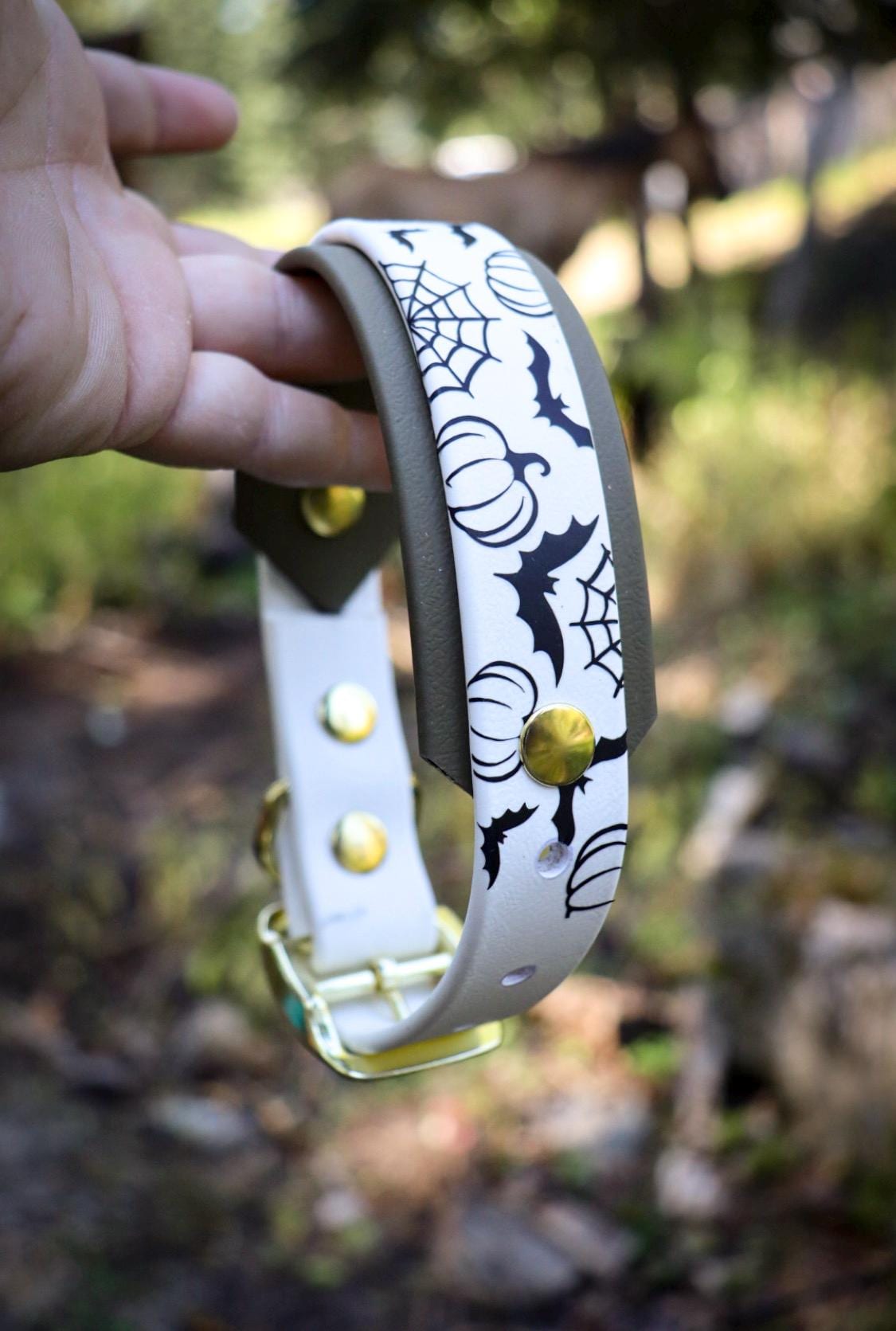 Pumpkin - Bat - Halloween - Biothane 1 inch Basic Buckle Collar - Dog Collar - Waterproof - Stink Proof