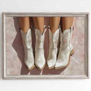 Girly Cowgirl Boots Wall Art | Printable Poster Print, Boots Trendy, Preppy Cowgirl Neutral Dorm Room Decor, Girly Digital Download