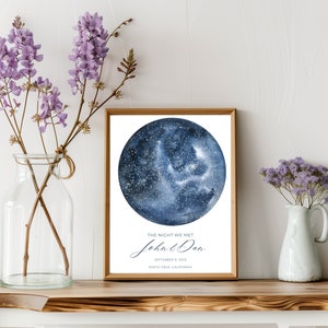 Mapa de estrellas personalizado por fecha: Impresión personalizada del cielo nocturno, La noche que nos conocimos, Mapa de la primera cita, Regalo del 1.º 2.º 7.º aniversario para parejas