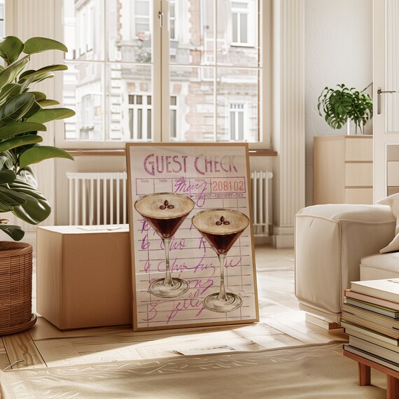 Espresso Martini Guest Check Wall Art, Y2K Decor (Printable Digital Download)