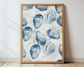 Watercolor Seashell Printable Wall Art | Coastal Grandmother Beachy Wall Decor for Apartment, Bedroom