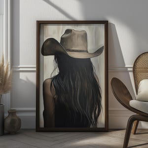 Neutral Cowgirl Art Print | Rustic Western Farmhouse Decor (Digital Download)