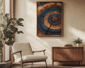 Eiche Baum Ring Art Print | Rustikale Moderne Holzmaserung