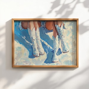 Wydruk artystyczny „Kowbojki w stylu nadmorskim” | Modny wystrój pokoju dla dziewcząt (pobranie cyfrowe)