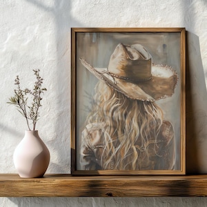 Blonde Cowgirl Portrait Print | Neutral Western Wall Art (Digital Download)