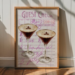 Espresso Martini Gästrutig Väggkonst, Y2K-dekor (utskrivbar digital nedladdning) bild 2