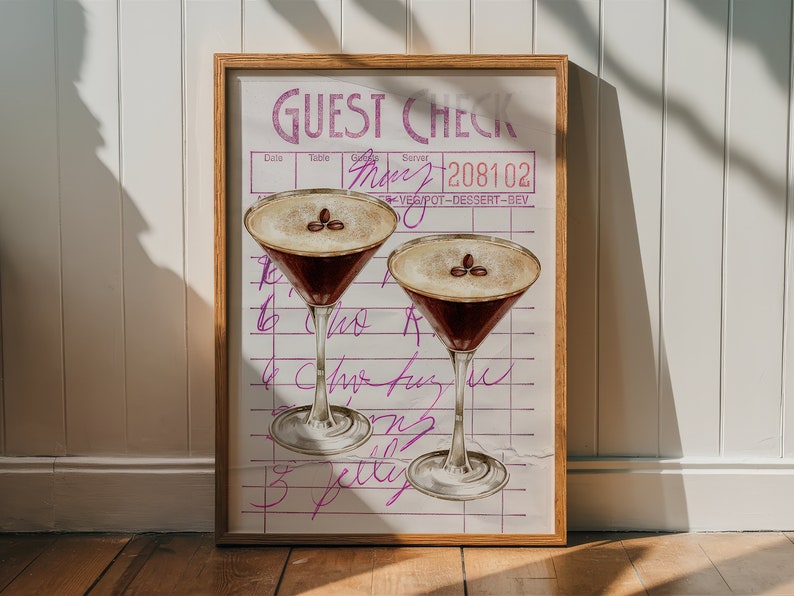 Espresso Martini Gästrutig Väggkonst, Y2K-dekor (utskrivbar digital nedladdning) bild 2